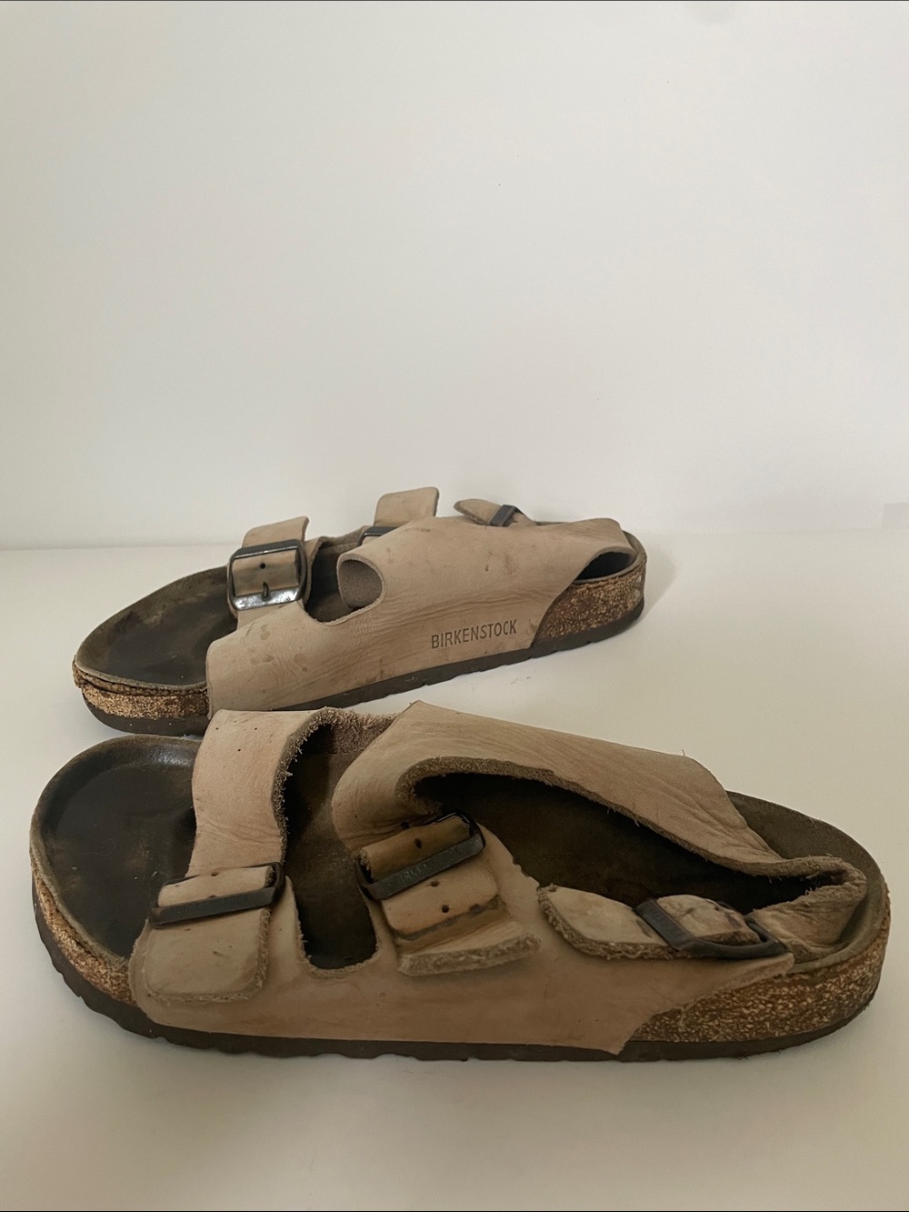 Birkenstock Arizona Taupe Nubuck Leather Sandals EU 38 Fair Condition